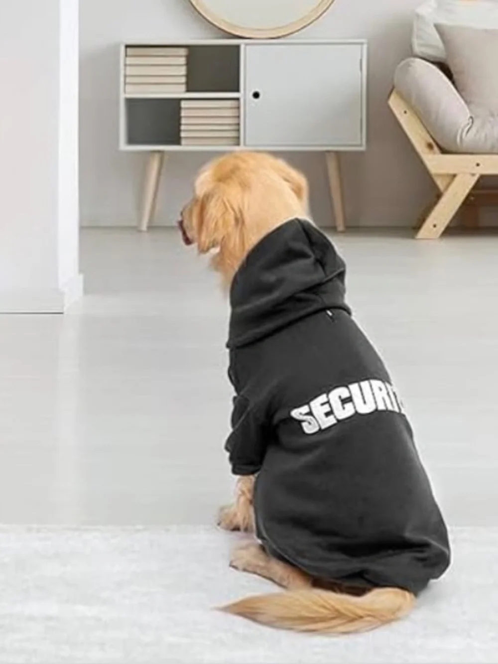 Security Dog Hoodie Large Black Funny Dog Sweater Fleece Pet Hoodie Coat